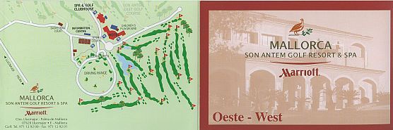 Scorekarte des Golfclubs Son Antem West Verlaufsplan des Golfclubs Son Antem West