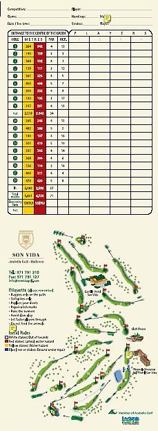 Scorekarte des Golfclubs Son Vida Scorekarte des Golfclubs Son Vida